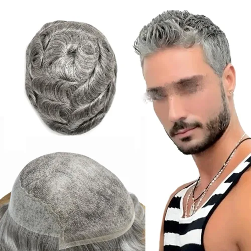 Vista 86 de Mens Toupee Human Hair Replacement System Swiss Lace Toupee For Men Hair Piece Protesis Capilar Mens Hairpiece 5X7#1 Jet Black 120% Density