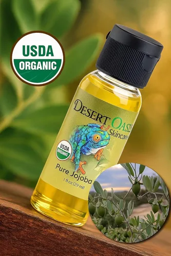 Vista 3 de Aceite de jojoba orgánico 100% puro. Tamaño de viaje. 100% natural, prensado en frío. Naturalmente hidratante para cara y cuerpo. por Desert Oasis