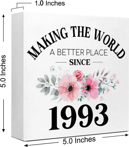 Vista 2 de Regalo de 30 cumpleaños para mujeres y hombres, haciendo del mundo un lugar mejor desde 1993, decoración de escritorio para decoración de fiesta