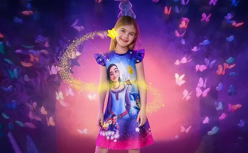 Vista 3 de Girls Dress Gown Short Ruffles Sleeve Costume Round Neck Dress Up for 3-12 Years Kids