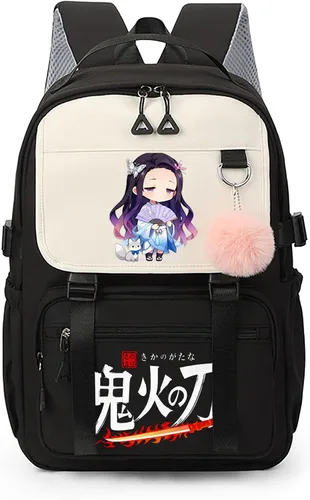 Vista 9 de Mochila de anime para niñas con puerto de carga USB 20L, mochila escolar para adolescentes, mochila grande para computadora portátil para viajes uso