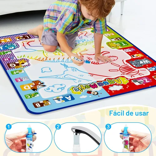Vista 4 de Jasonwell Tapete para dibujar agua acuática de 31 x 31 pulgadas, tapete grande de dibujo mágico para colorear, juguetes educativos, regalos
