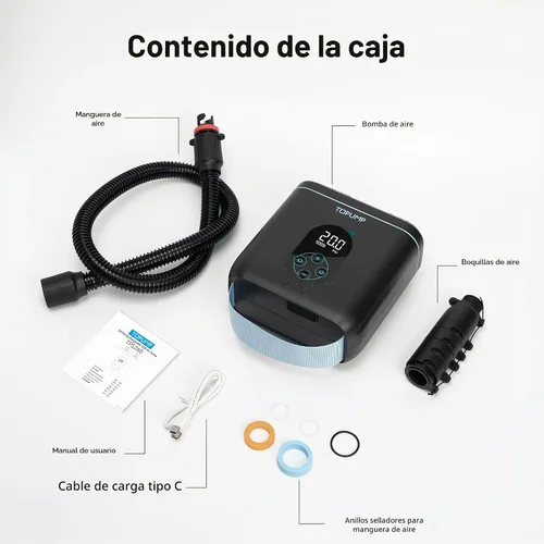 Vista 7 de TOPUMP Electric Paddle Board Pump TPS260, 20PSI Rechargeable SUP Pump