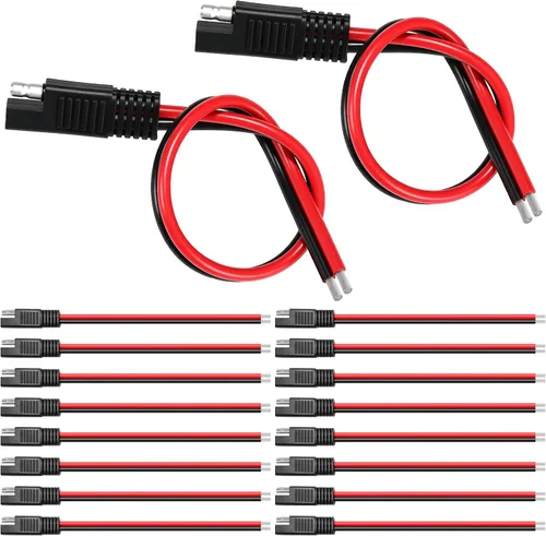 Vista 8 de Frienda Paquete de 8 cables de extensión de conectores rápidos SAE de 10 AWG de 2 pines, conectores de 1 pie de 12 V para desconectar el arnés