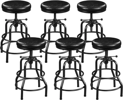 Vista 13 de Yaheetech Taburete de bar ajustable 21.5-28 pulgadas marco de metal sin Negro