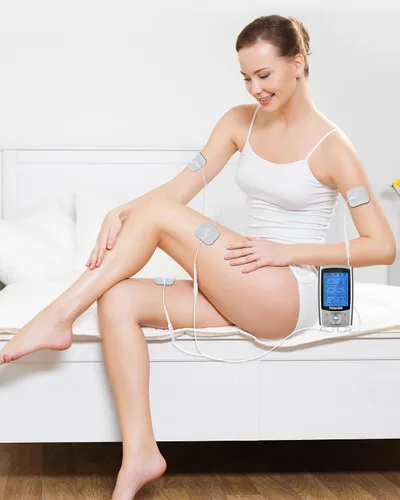Vista 7 de TENKER Estimulador muscular EMS TENS, 24 modos, masajeador electrónico de pulso de doble canal para alivio del dolor/manejo y fuerza muscular