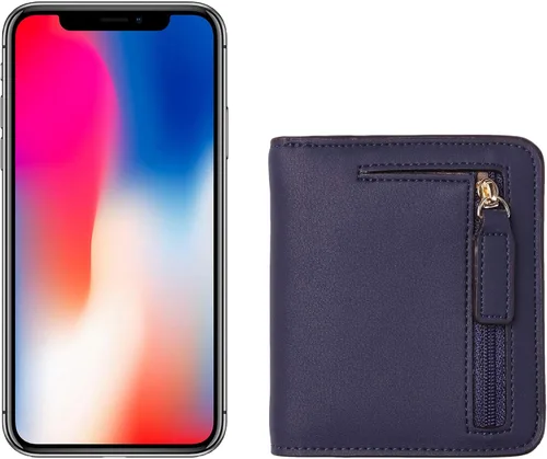 Vista 6 de Toughergun Cartera pequeña de cuero delgada para mujer con protección RFID, mini monedero bifold compacto con ventana de identificación transparente