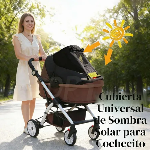Vista 4 de Protector de parasol universal para cochecito de bebé, cubierta opaca Negro