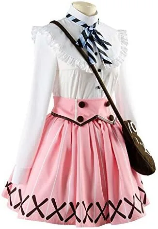 Vista 4 de Disfraz de anime japonés caliente A3!Rurikawa Yuki para mujer, falda rosa para Halloween