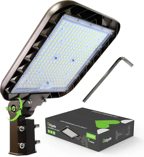 Vista 12 de Glitgate Luz LED de estacionamiento de 150 W, 22500 lm, 5000 K, montaje deslizante, iluminación de área de calle con fotocélula del atardecer al