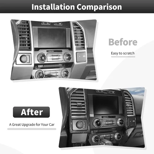 Vista 3 de Kit interior de consola central de fibra de carbono de 11 piezas para Ford F150 2015-2020, accesorios interiores