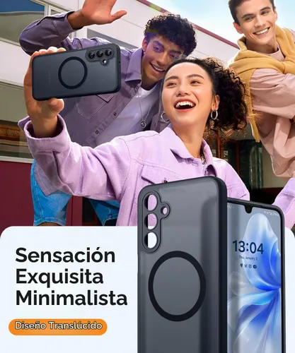 Vista 4 de CANSHN Funda diseñada para Samsung Galaxy A16-5G [protección completa de la cámara] [compatible con Magsafe] funda protectora trasera translúcida
