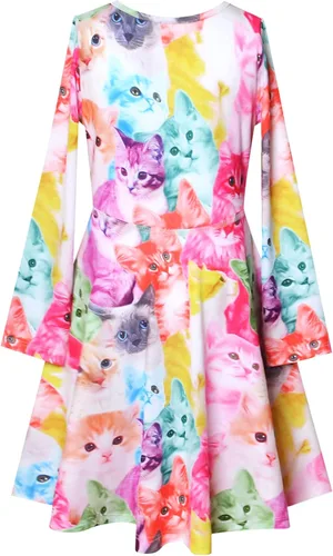 Vista 2 de Jxstar - Vestidos de manga larga para niñas con unicornio, ropa de algodón de 3 a 13 años