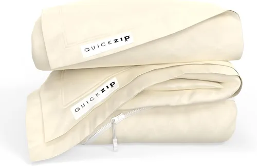 Vista 24 de QuickZip Paquete de Repuesto Fitted Plus: 1 Sábana Bajera (Base + Sábana con Cremallera) y 1 Sábana con Cremallera - Fácil de Cambiar, No se Sale
