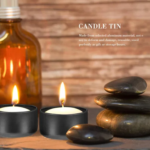 Vista 3 de SEWACC Kits de bricolaje Moldes de velas, 12 piezas de latas de velas vacías con tapas, latas de velas de aluminio, latas redondas de metal