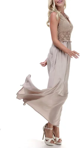 Vista 3 de Lilbetter - Vestido largo con croché sin espalda bohemio halter para mujer
