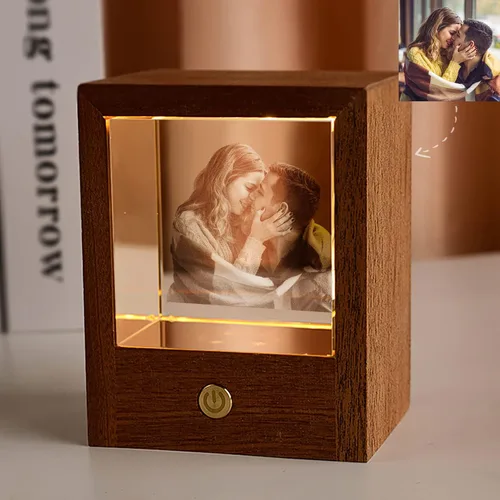 Vista 14 de Foto de cristal personalizada, regalos personalizados con tu propia foto para mamá, papá, pareja, familia, impresión en color personalizada, regalos