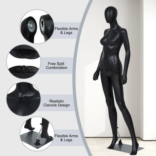 Vista 3 de Kinfant Maniquí de cuerpo completo femenino – Soporte de maniquí desmontable de 6 pies con base de metal, modelo de vestido ajustable para tienda