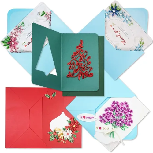 Vista 2 de JUYA Kit de fabricación de tarjetas de felicitación Quilling Mega Pack 10 Kits diferentes
