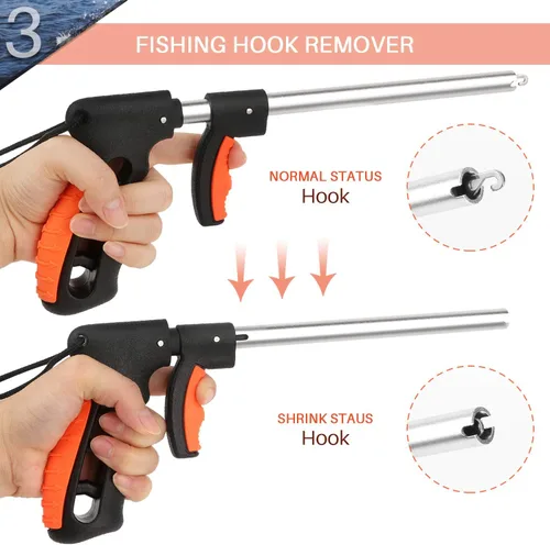 Vista 6 de mouhike Kit de herramientas de pesca, alicates de pesca, pinza de labios de pescado, removedor de anzuelos de pesca, báscula digital de pesca