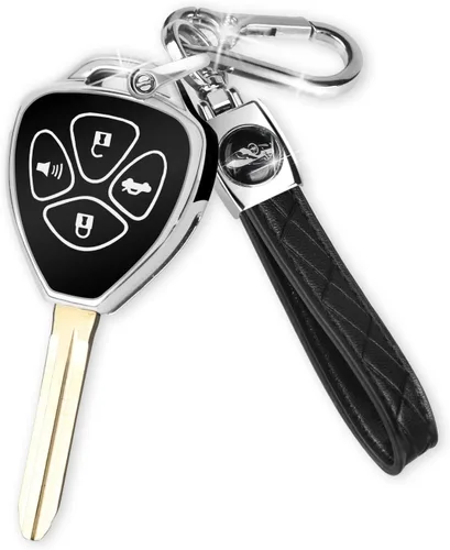 Vista 12 de QBUC Funda para llavero Toyota con llavero (negro, 3 botones)