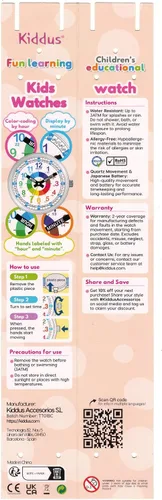 Vista 7 de Kiddus Educational Kids Watch for Children Boy and Girl. Analogue Time Teacher Wristwatch with Exercises. Japanese Quartz Movement. Easy to Read and