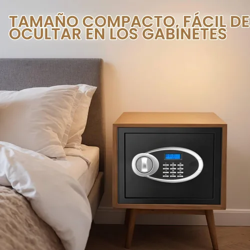 Vista 6 de Caja de seguridad de 1.2 pies cúbicos ignífuga e impermeable para el hogar, cajas de seguridad a prueba de fuego con teclado digital, llaves
