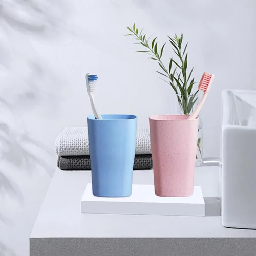Vista 7 de Incauca Juego de 5 vasos cuadrados de plástico de 16 onzas, vaso de plástico para baño para cepillo de dientes, vaso apilable para cepillado
