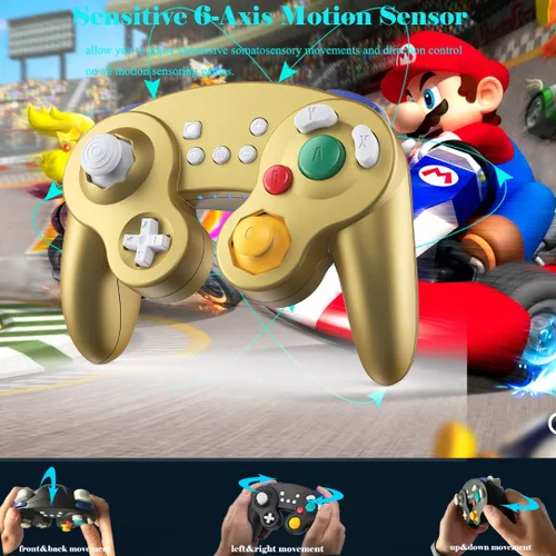 Vista 4 de EXLENE Gamecube Controller Switch, Wireless Switch Pro Controller for Nintendo SwitchLitePCAndroidiOSSteam, Support Wake Up, Motion, Adjustable