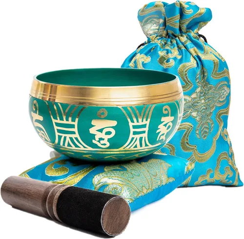 Vista 12 de Juego de cuencos tibetanos cantadores - Fácil de tocar para principiantes - Auténtico y elaborado a mano para meditación de atención plena, sonido