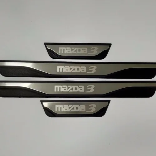 Vista 6 de Accesorios protectores de rayones para umbral de puerta de automóvil para Mazda 3 2015-2024, cubierta de placa protectora de entrada de puerta