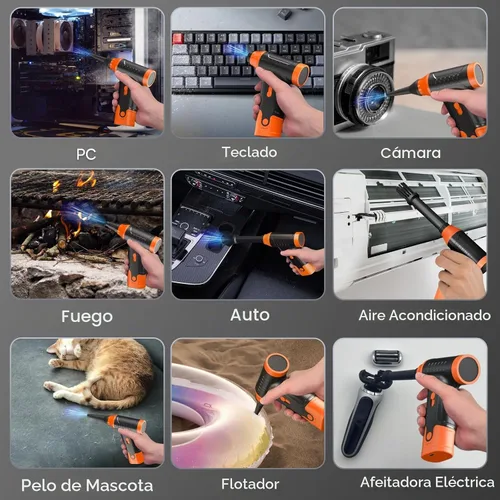 Vista 3 de Plumero de aire eléctrico para PC, plumero de aire comprimido (naranja)