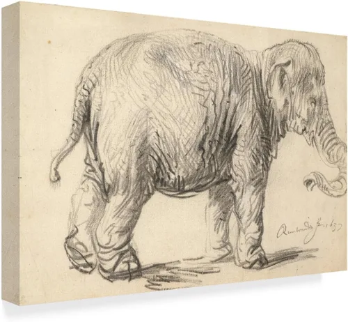 Vista 2 de Rembrandt 'Un elefante, 1637' - Lienzo decorativo