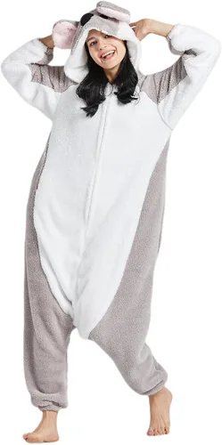 Vista 4 de DELEY Unisex Adult Koala Onesie, Halloween Cosplay Costume Animal Pajamas Homewear Sleepwear Jumpsuit