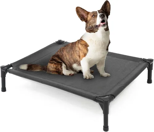 Vista 8 de Garnpet Cama elevada para perros pequeños, cuna elevada para perros que se adapta a hasta 150 libras, catres resistentes para mascotas con malla