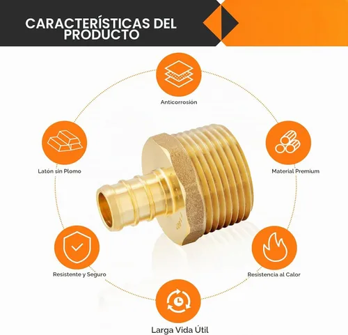 Vista 3 de 2 accesorios HeSun PEX, adaptador NPT macho de 3/4 pulgadas de crimpado x 1