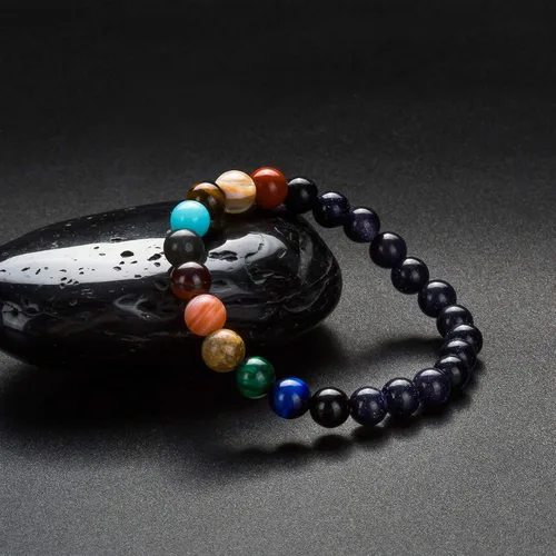 Vista 3 de Fesciory Solar System Bracelet for Women, Universe Galaxy Beaded Jewelry Azul 1
