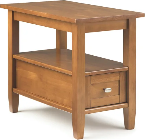 Vista 28 de SIMPLIHOME - Mesa lateral estrecha rectangular Warm Shaker, de madera maciza, de 14 pulgadas de ancho, estilo transicional, color negro, para sala