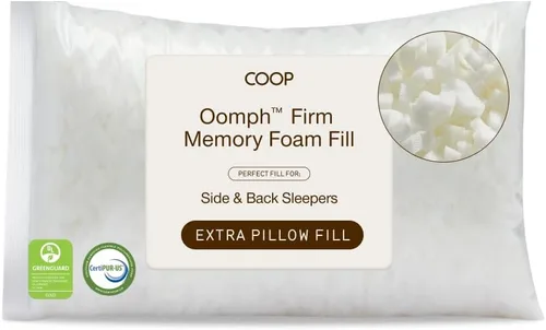 Vista 10 de Coop Home Goods Relleno extra Oomph, espuma viscoelástica de corte cruzado, relleno de almohada de densidad media, bolsa de relleno extra, recarga
