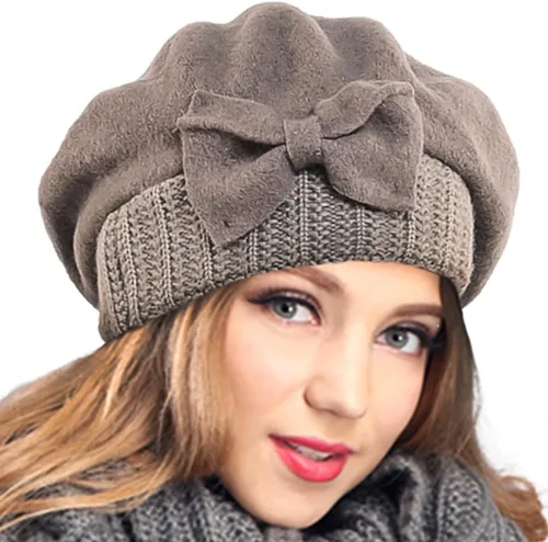 Vista 22 de VECRY - Gorro 100% de lana para mujer, boina de fieltro tipo campana, gorro de vestir para invierno