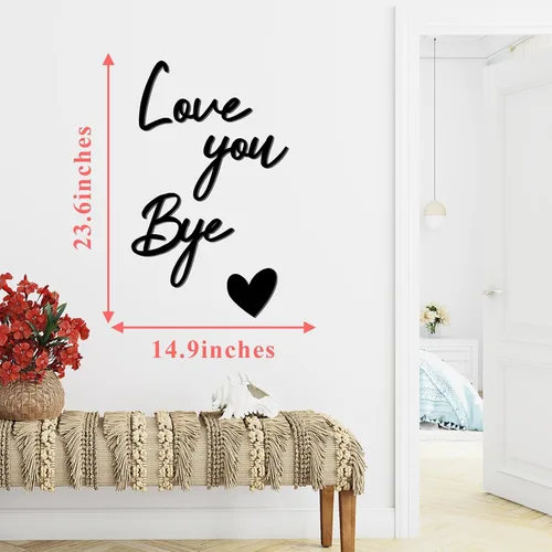 Vista 6 de Letrero con texto en inglés "Love You Bye", decoración de madera sobre la puerta, calcomanías de decoración para el día de San Valentín, calcomanías