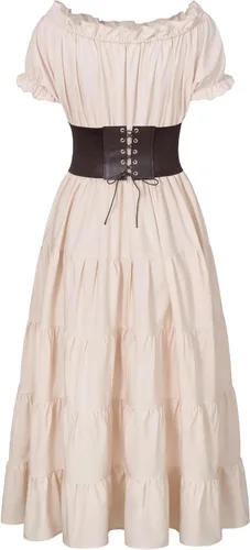 Vista 5 de Elegante disfraz medieval renacentista pirata cosplay vestido corsé cinturón conjunto