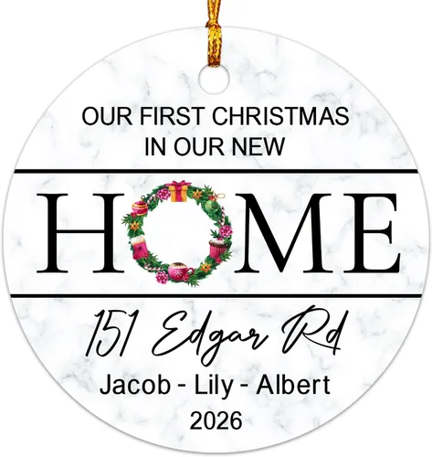 Vista 10 de Primera Navidad en nuestro nuevo hogar 2025, regalo de boda para recién casados, decoración de árbol de Navidad, nuevo propietario de casa, adorno
