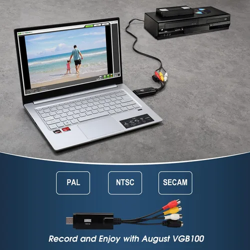 Vista 6 de August VGB100 - Tarjeta de captura de video USB externa - Cable de transferencia de video S/compuesto a USB - Cable de captura para Windows 11/10
