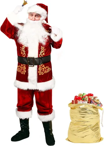 Vista 2 de rericonq Santa Suit Men's Santa Claus Costume 8pcs Christmas Santa Outfits for Adults Santa Costume, Santa Coat 2022