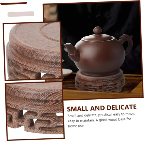 Vista 8 de DECHOUS Soporte de exhibición para taza de té, soporte de maceta para el hogar, maceta de madera, escritorio, 4 uds