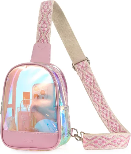 Vista 11 de CLUCI Bolsa transparente para eventos en estadios, bolsa cruzada transparente, monederos pequeños transparentes