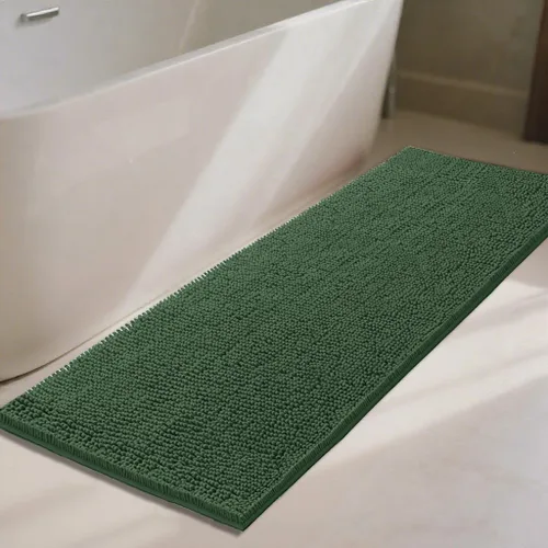 Vista 26 de Alfombras de baño de 47 x 17 pulgadas, súper absorbentes, suaves, gruesas, lavables a máquina, tapete de baño de felpilla antideslizante, tapete