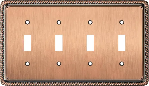 Vista 25 de Henne Bery Rope Edge - Placa decorativa de pared para interruptor (placa lisa, 2 unidades, bronce antiguo)