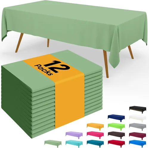 Vista 143 de Smiry - Juego de 6 manteles desechables, 54 x 78 pulgadas, manteles impermeables rectangulares para fiestas, cubierta de mesa de plástico